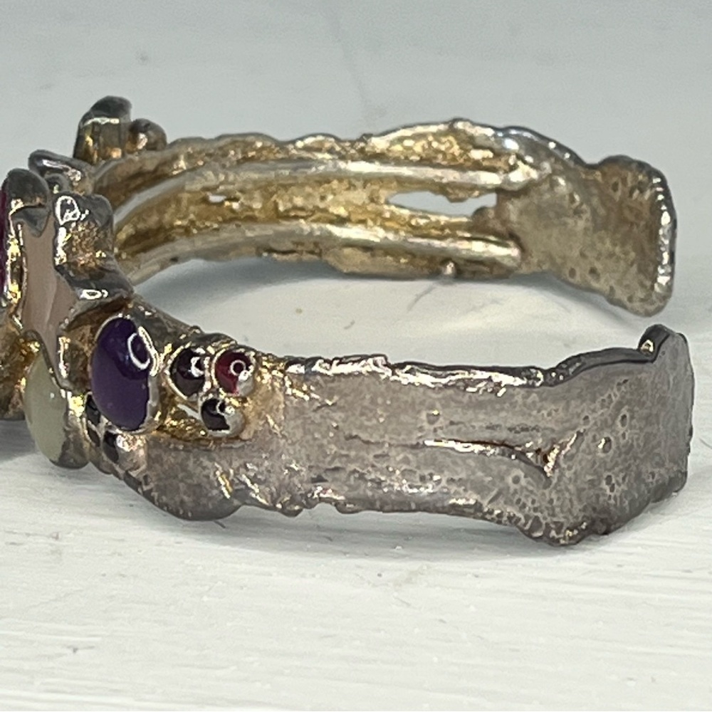 Multi-Gemstone Bird and Star Cuff Bracelet by C + R - Picture 8 of 8